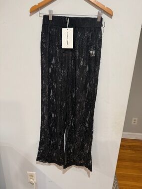 Bronze Age Black Lace Wide-Leg Pants